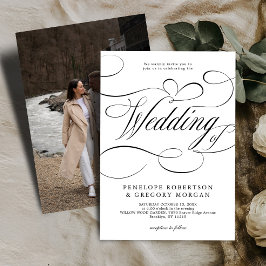 Convites Eterno de caligrafia moderna Casamento Negro Branc