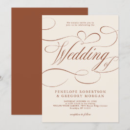 Convites Eterno de Caligrafia Moderna Terracotta Wedding