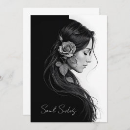 Convites Eterno preto branco dramático design de cabelo flo