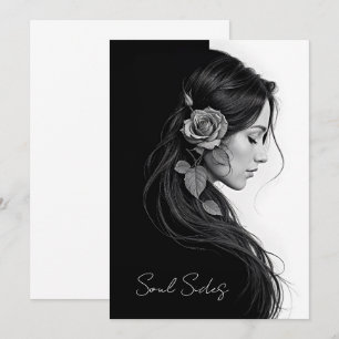 Convites Eterno preto branco dramático design de cabelo flo