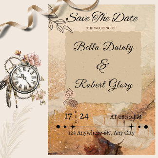 Convites Eterno Vintage Boho Brown Invitation