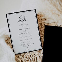 Convites Eternos Vinhas Monograma Crest de Casamento