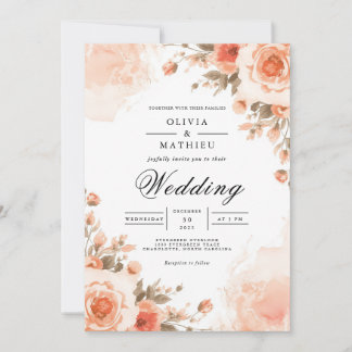 Convites Ethereal Coral Bloom Arch Wedding