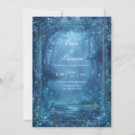 Convites Ethereal Glowing Blue Magic Forest Wedding