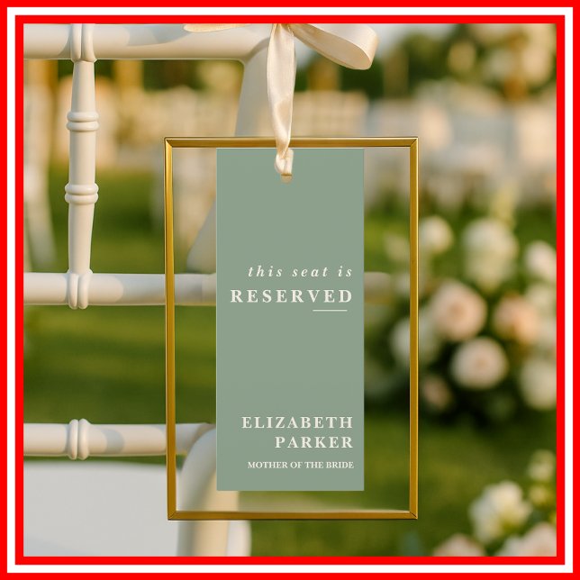 Convites Etiqueta de Assento Reservado Casamento Verde Sage (Criador carregado)