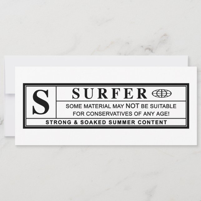 Convites etiqueta de aviso de surfer (Frente)