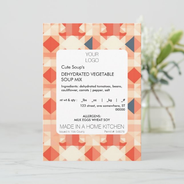 Convites Etiqueta de Comida de algodão (Em pé/Frente)