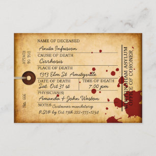 Convites Etiqueta de Dedo do Pé Sangrento Halloween Antigo 