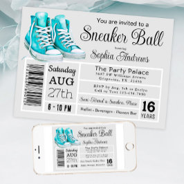 Convites Etiqueta de Sapato de Aniversário Teal Sneaker Bal