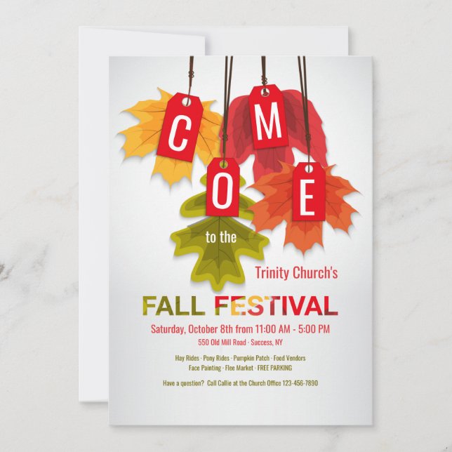 Convites Etiquetas de Folha de outono (Frente)