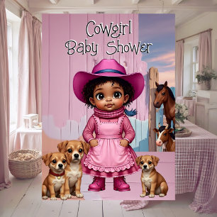Convites Étnico Fofa Chá de Bebê Cowgirl Rosa Azul Animais