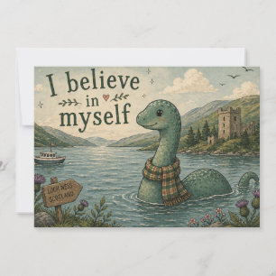 Convites Eu acredito em mim mesmo Monstro do Lago Ness capr