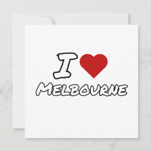 Convites Eu amo coração cidade de Melbourne