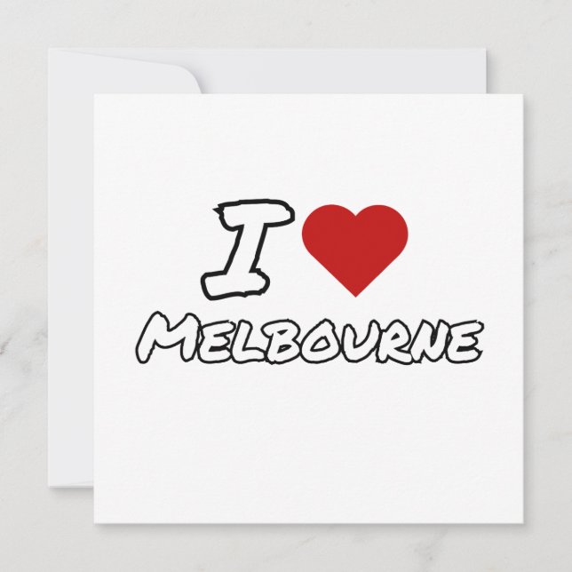 Convites Eu amo coração cidade de Melbourne (Frente)