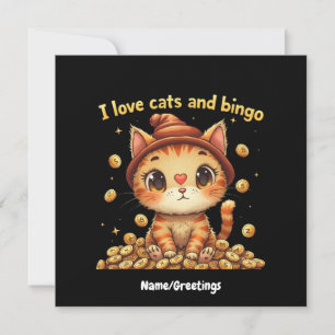 Convites Eu Amo Gatos e Bingo Combinação Perfeita Bingo Amo