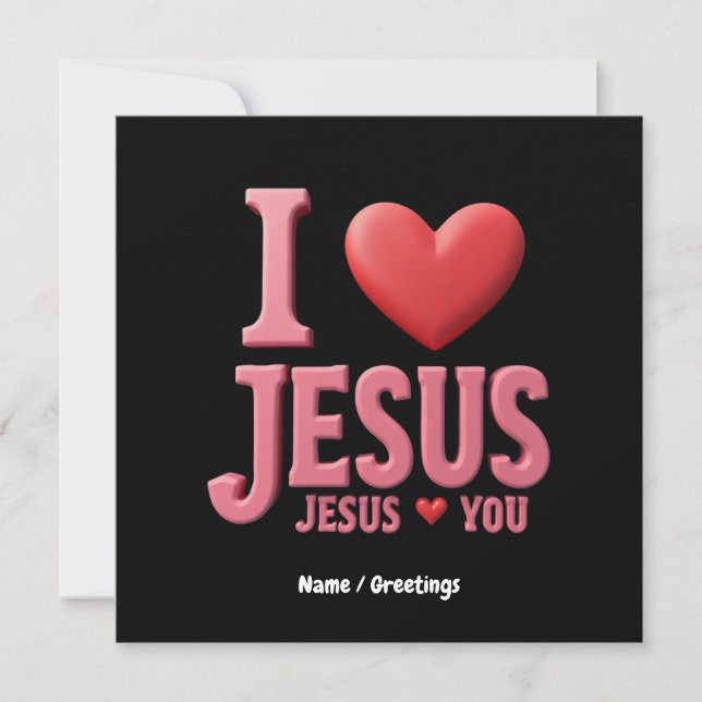 Convites Eu Amo Jesus, Jesus Te Ama Uma Fé Cristã (Frente)