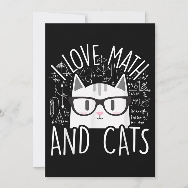 Convites Eu Amo Matemática E Gatos Gatinho Fofo Gato (Frente)