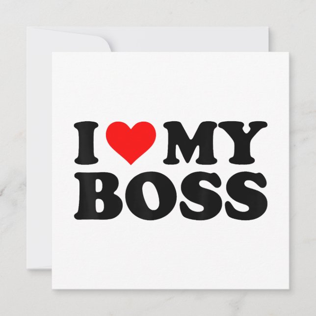 Convites Eu Amo Meu Chefe Coração Vermelho Engraçado Chefe  (Frente)