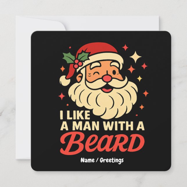 Convites Eu Amo Um Homem Com Barba Natal Papai Noel Engraça (Frente)