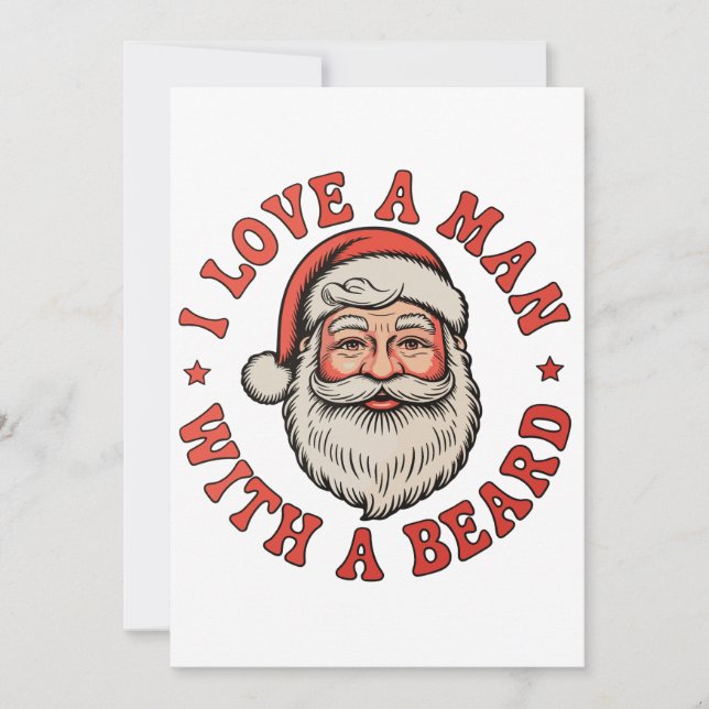 Convites Eu Amo Um Homem Com Uma Barba Papai Noel Natal (Frente)