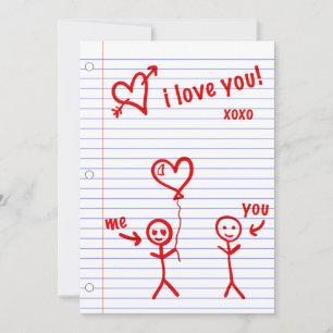 Convites eu amo você esboços de papel de caderno