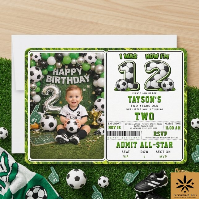 Convites Eu Era 1 Agora Eu Sou 2 Futebol – Aniversário de 2 (I Was 1 Now I’m 2 Soccer – All-Star 2nd Birthday Invitation
)