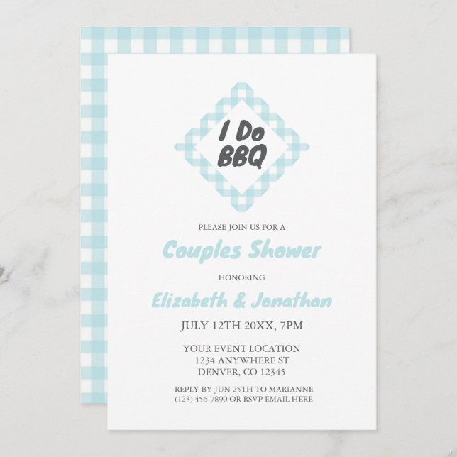 Convites Eu faço Chá de Casais de CHURRASCO (Frente/Verso)