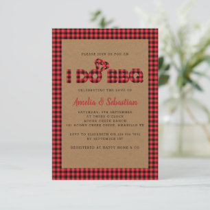 Convites Eu faço Chá de panela de Xadrez Kraft CHURRASCO