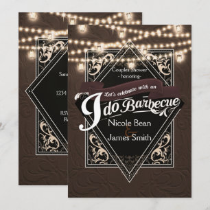 Convites EU FAÇO CHURRASCO BBQ Falso Couro & Luzes Envolvim