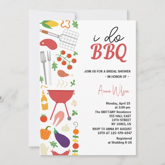 Convites Eu faço churrasco casais chuveiro engajamento casa (Frente)