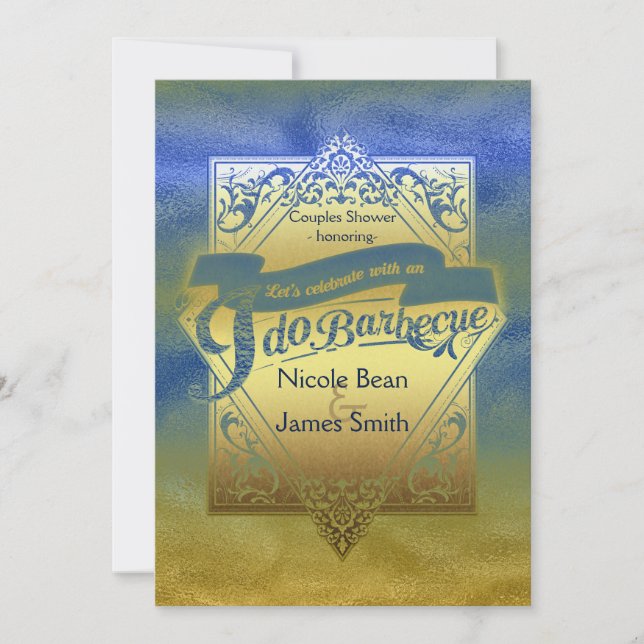 Convites EU FAÇO CHURRASCO Chá Noivado Praia (Frente)