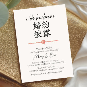 Convites Eu faço CHURRASCO Festa de noivado mínimo vermelho