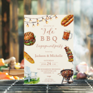 Convites EU FAÇO festa de noivado de latão de CHURRASCO