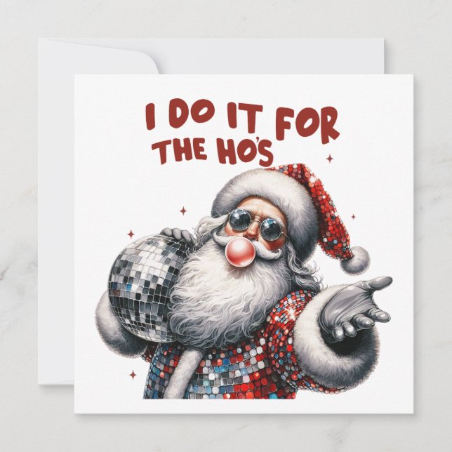 Convites Eu faço isso pelas Garotas, Papai Noel Retro (Frente)