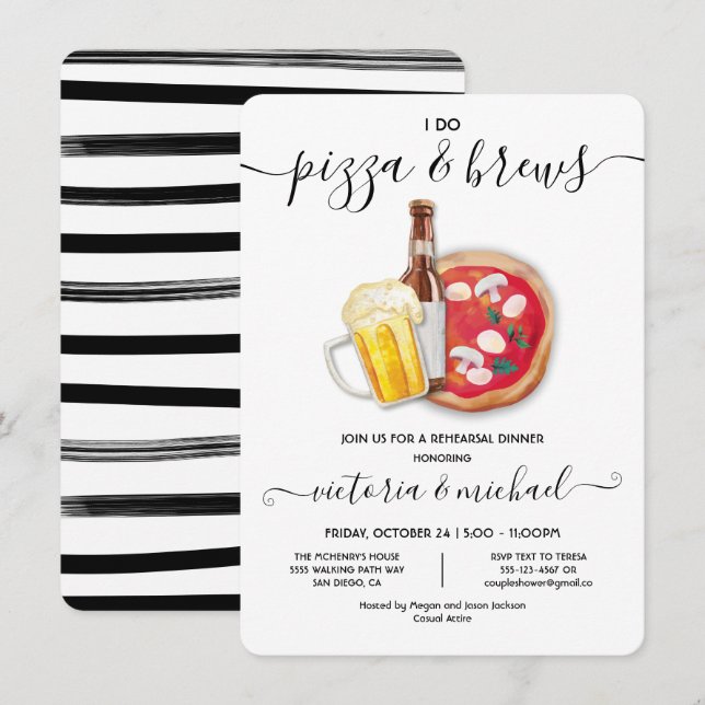 Convites Eu faço Janto de ensaio Pizza e Breve (Frente/Verso)