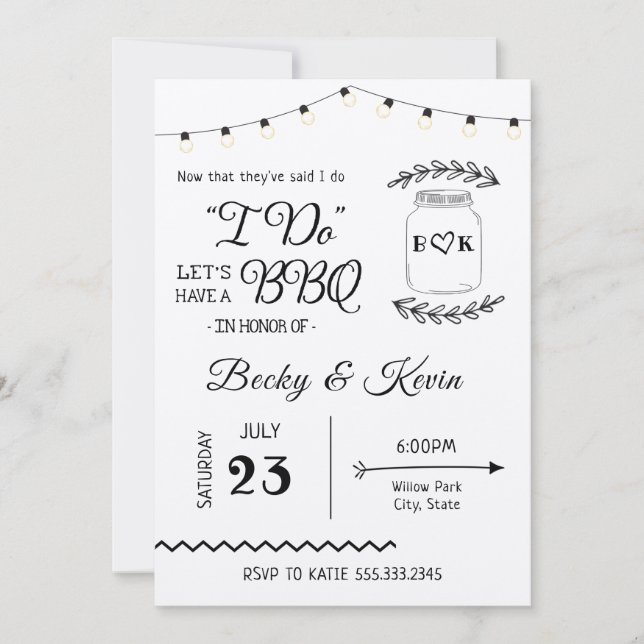 Convites Eu faço Recepção de casamento CHURRASCO (Frente)