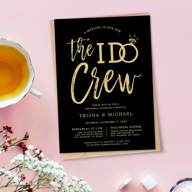 Convites Eu faço tripulação | Janto de ensaio | Estilo Dour (Criador carregado)