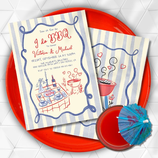 Convites Eu faço um janto de ensaio de noivado desenhado (Criador carregado)