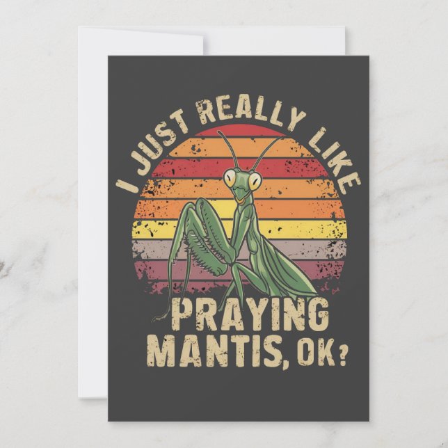 Convites Eu Gosto Muito De Rezar À Mantis Ok Insetos Retro (Frente)