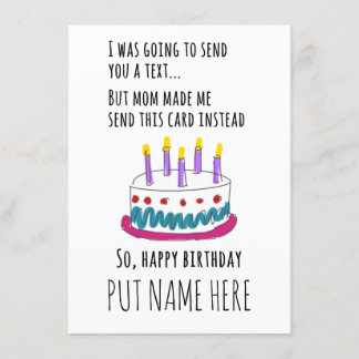 Convites Eu ia te enviar uma mensagem...Cartão de Aniversár