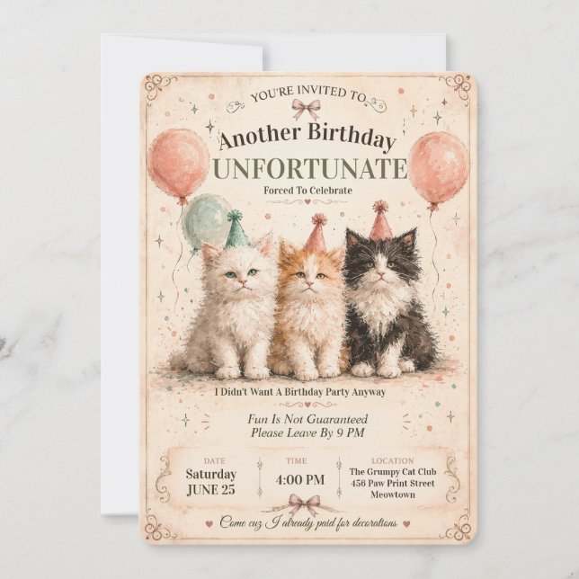 Convites Eu Não Gosto da Minha Festa de Aniversário (Frente)