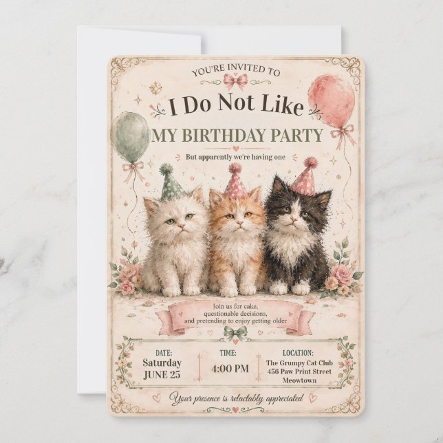 Convites Eu Não Gosto da Minha Festa de Aniversário (Frente)