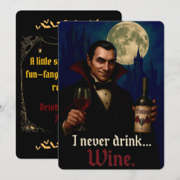 Convites "Eu Nunca Bebo... Vinho" Humor De Vampiro