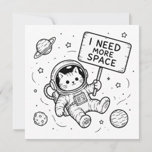 Convites Eu Preciso de Mais Espaço Gato Astronauta Engraçad