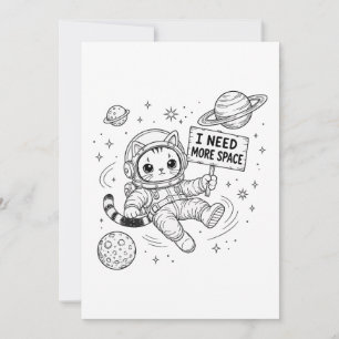 Convites Eu Preciso de Mais Espaço Gato Astronauta Engraçad