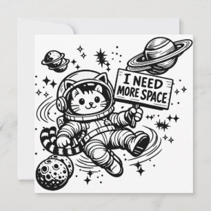 Convites Eu Preciso de Mais Espaço Gato Astronauta Engraçad