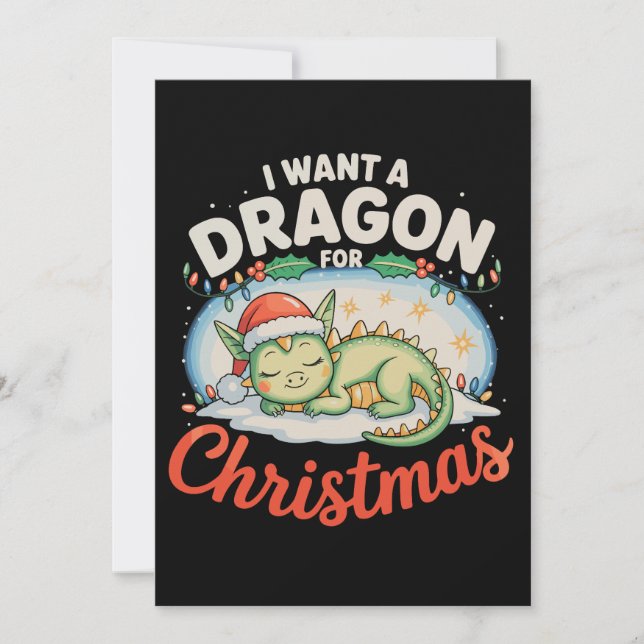 Convites Eu Quero Um Dragão Para O Natal Luzes De Natal Do  (Frente)