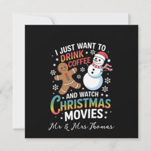 Convites Eu só quero beber café assistindo filmes de Natal