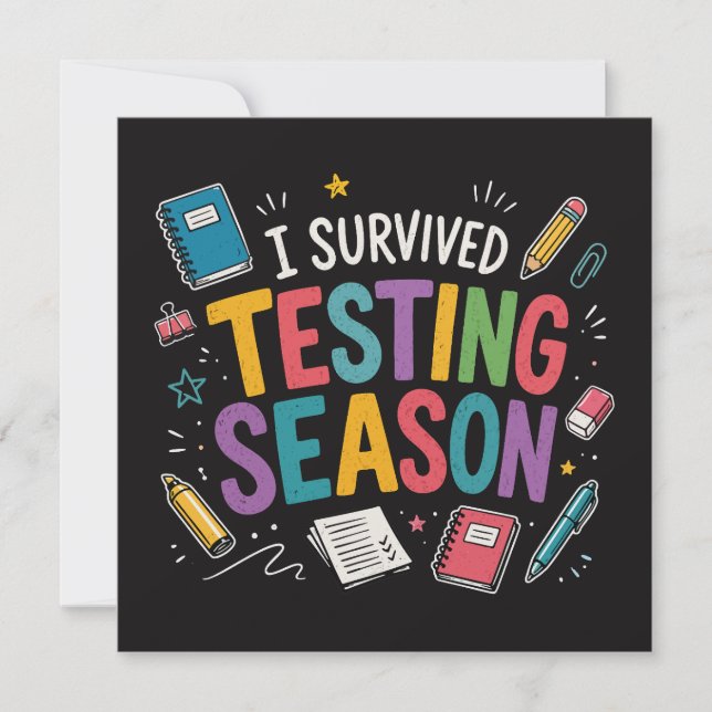 Convites Eu Sobrevivi à Temporada de Testes Humor Escolar (Frente)