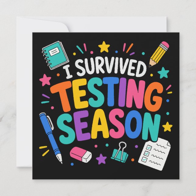 Convites Eu Sobrevivi à Temporada de Testes Humor Escolar (Frente)